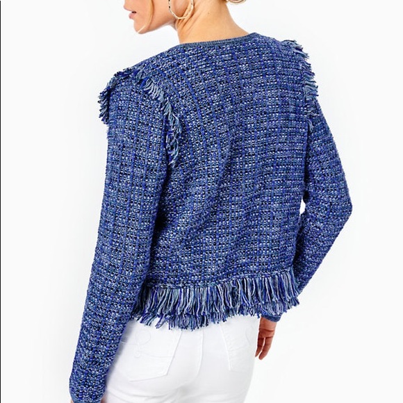 Lilly Pulitzer Jackets & Blazers - Simora Fringe Cardigan M - Oyster Bay Navy Exotic Tweed. NWOT new without tag